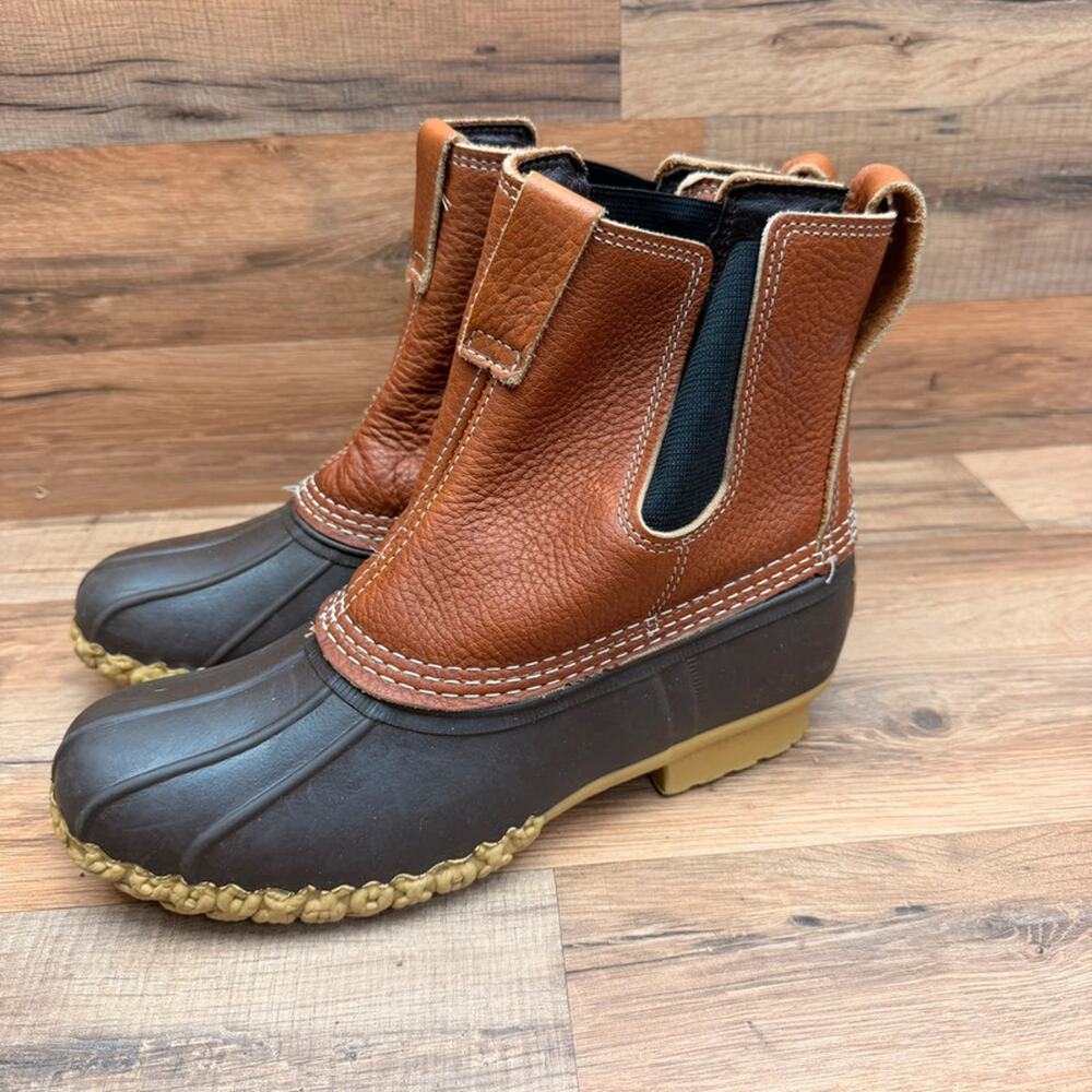 LL Bean men Size 8M Chelsea Boots Lined Brown Leather